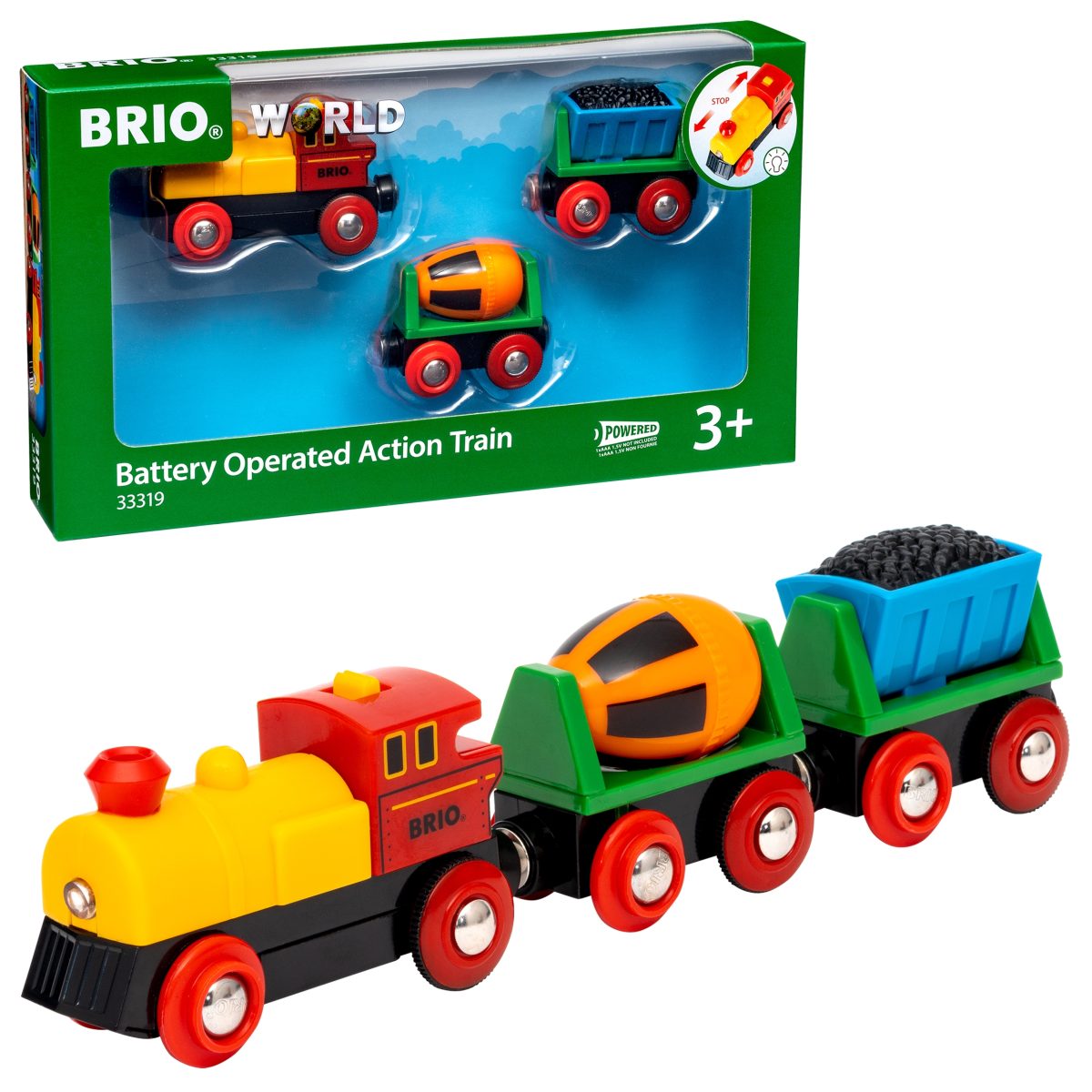 BRIO World - Pociąg na baterie - z betoniarką i węglem - obrazek 1