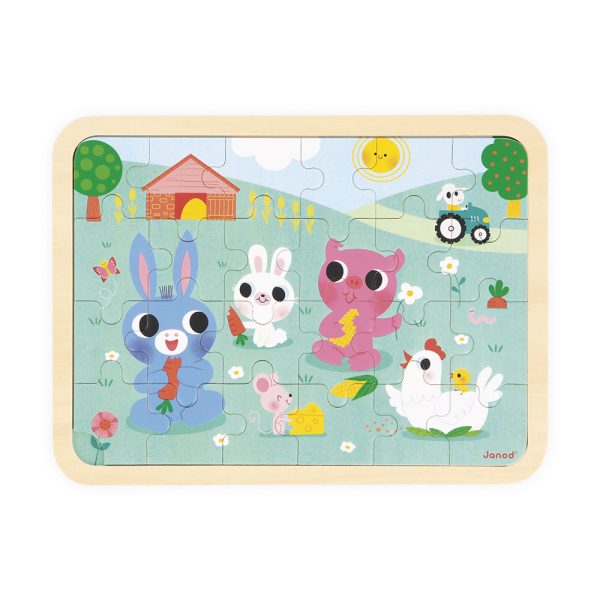 Janod: puzzle drewniane 24 el. Farma 3+
