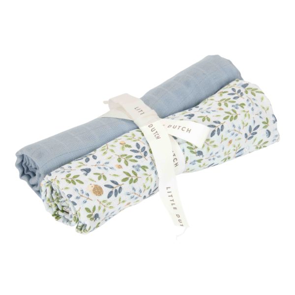 Little Dutch: otulacze muślinowe 70x70 cm Forest Adventure & Denim Blue