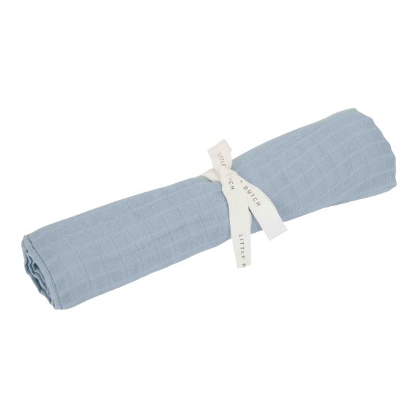 Little Dutch: otulacz muślinowy 120x120 cm Pure Denim Blue