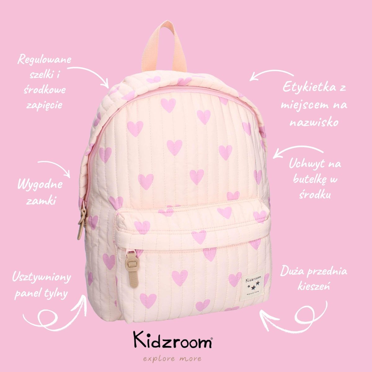 KIDZROOM: Plecak dla dzieci L Magical Heart pink - obrazek 3