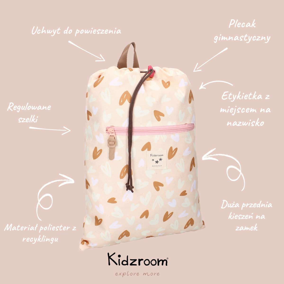 KIDZROOM: Worek plecak Loving Days Pink - obrazek 3