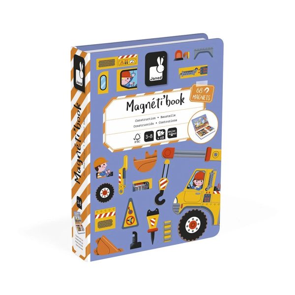 Janod: magnetyczna układanka Plac Budowy Magnetibook 3+