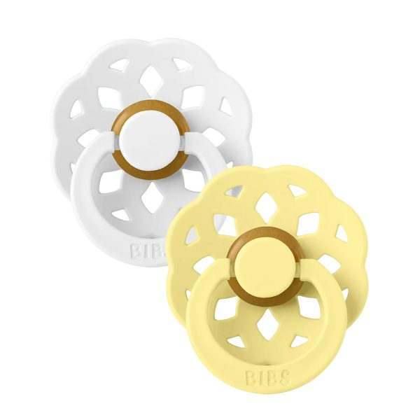 BIBS: BOHEME smoczek uspokajający kauczuk Hevea 2-pack WHITE & SUNSHINE S