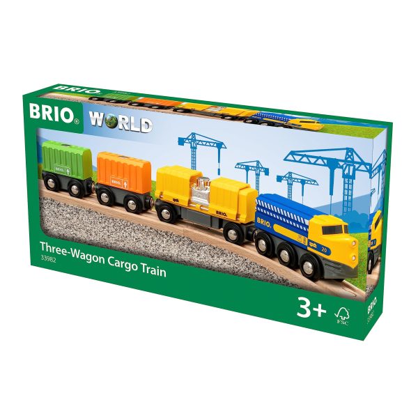 BRIO World - Pociąg Towarowy z 3 Wagonami