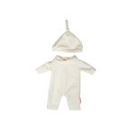 Miniland: beżowa piżama z czapeczką dla lalki 38 cm