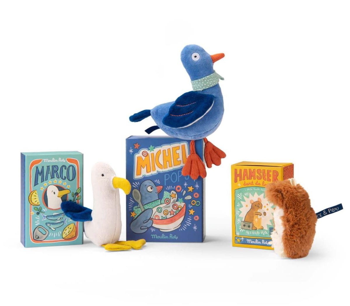 Moulin Roty: Maskotka - grzechotka mewa MARCO w pudełku / Puce & Pilou - obrazek 3