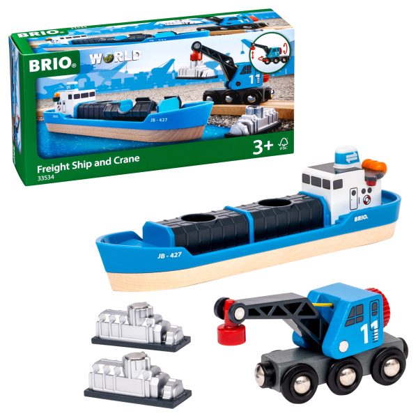 BRIO World - Statek Kontenerowy z Dźwigiem