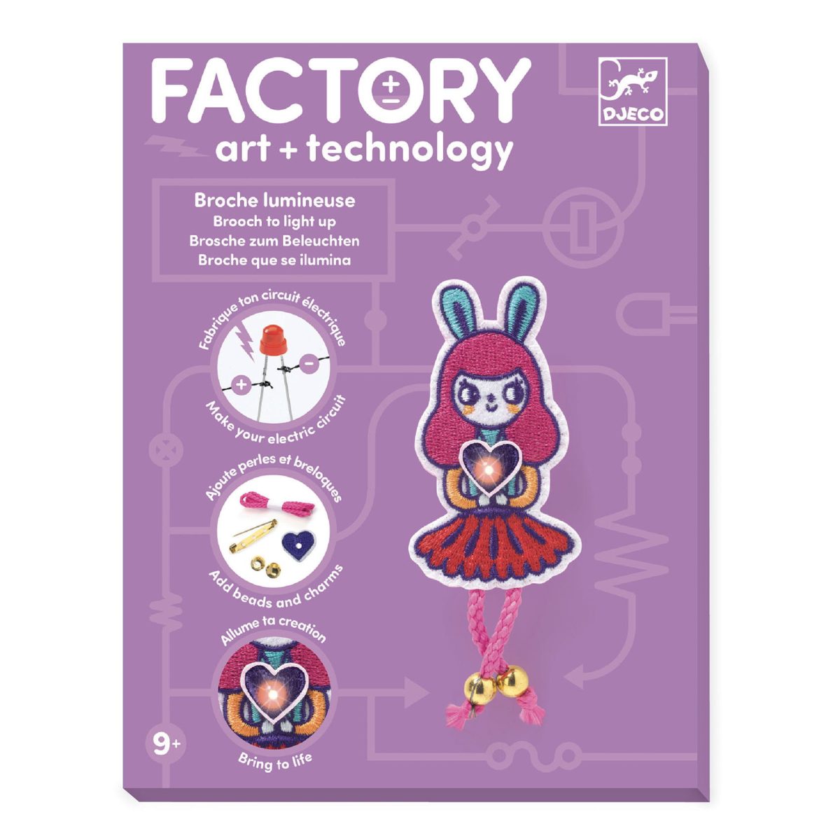 Djeco: Zestaw artystyczny przypinka BUNNY z LED 9+ - obrazek 1