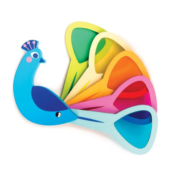 Tender Leaf Toys: drewniana zabawka poznajemy kolory - paw z kolorowymi szybkami
