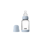 BIBS: antykolkowa butelka szklana 120ml smoczek silikon BABY BLUE