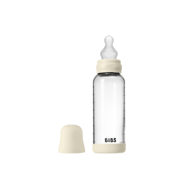 BIBS: antykolkowa butelka szklana 240ml smoczek silikon IVORY