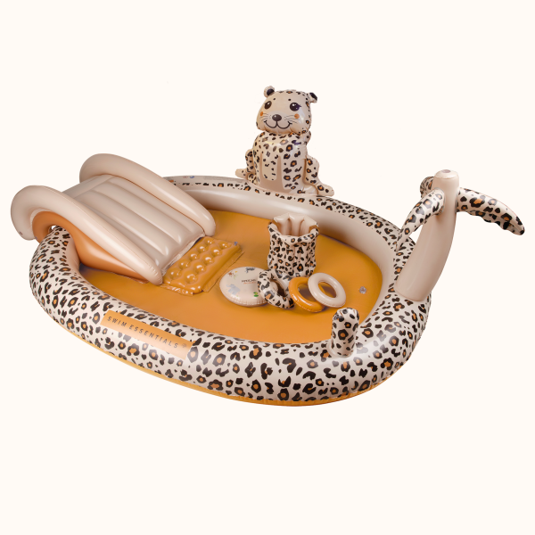 The Swim Essentials: dmuchany wodny plac zabaw, basen ze zjeżdżalnią Beige Leopard