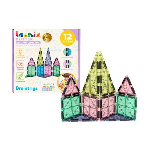 Imanix: klocki magnetyczne zestaw z brokatem GLITTER 12 el.