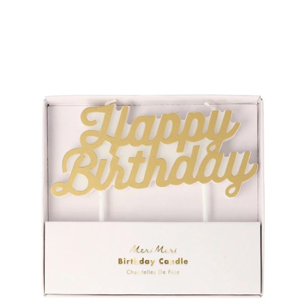 Meri Meri: Świeczka urodzinowa - Happy Birthday, złota