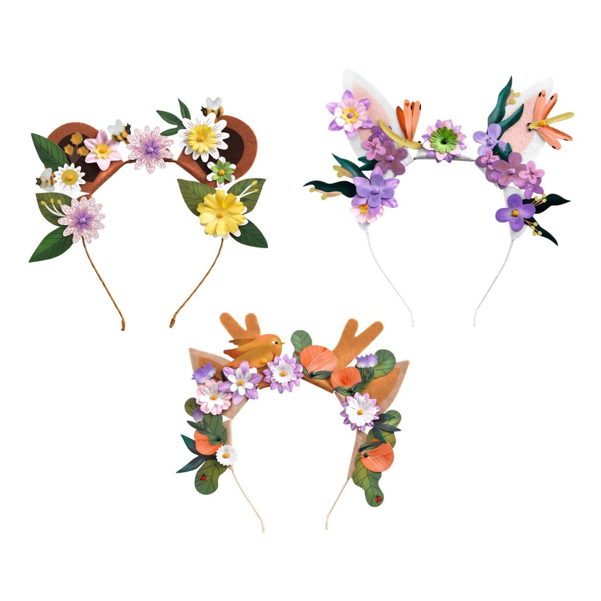 Djeco: Zestaw artystyczny - KWIATOWE OPASKI ZWIERZĄTKA 6+ - obrazek 2