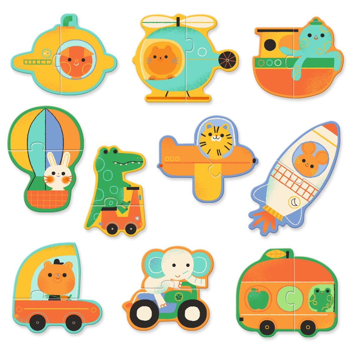 Djeco: Puzzle duo / dwuelementowe POJAZDY 2+ - obrazek 2