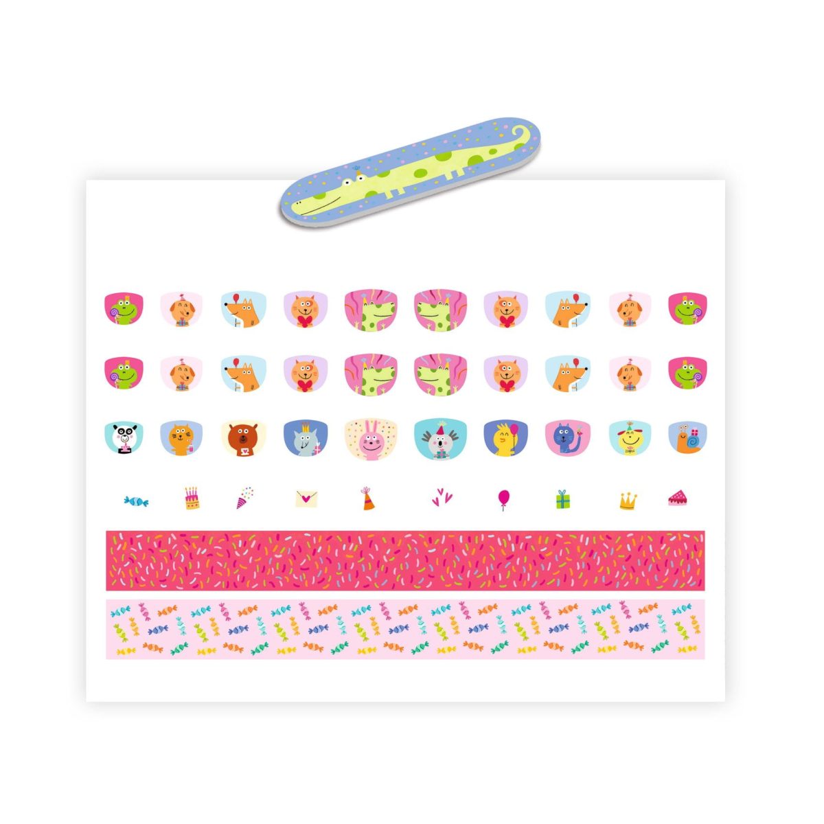Djeco: wodoodporne Naklejki na paznokcie - URODZINOWE + pilniczki - obrazek 2