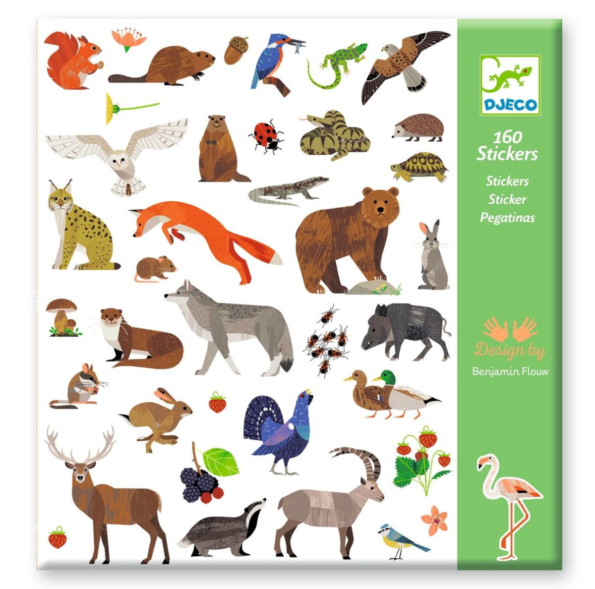 Djeco: Naklejki FAUNA - zwierzęta europejskie 160 szt. - obrazek 1