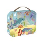 Janod: puzzle panoramiczne w walizce Morskie Stworzenia 36 el. 4+ | Made in France