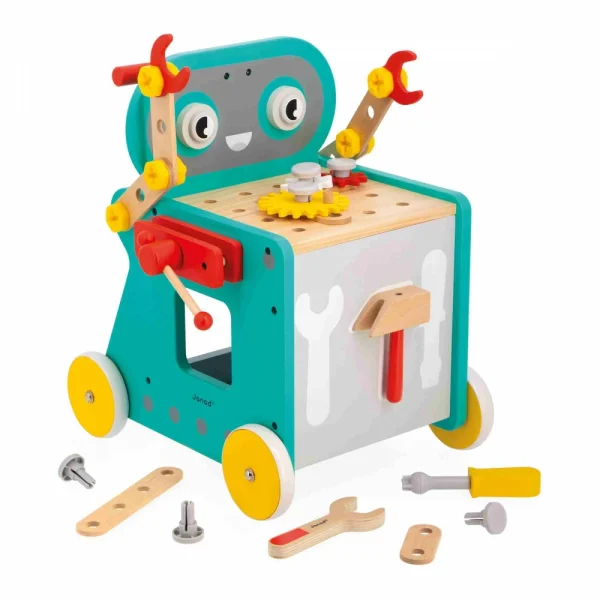 Janod: drewniany wózek warsztat magnetyczny z narzędziami Robot Brico ‘Kids 18m+
