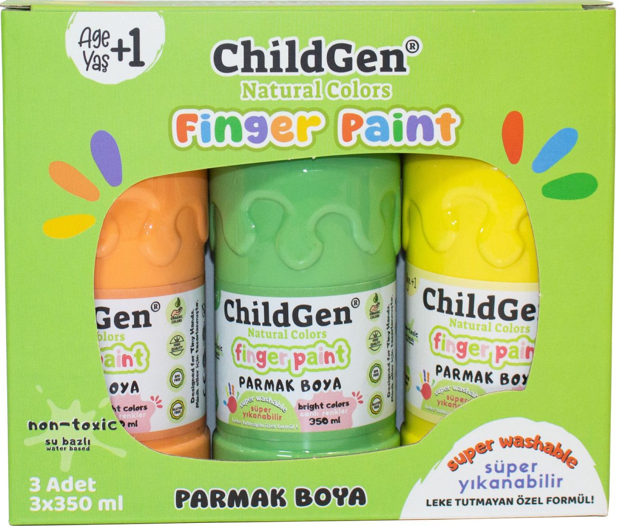 ChildGen, Łatwo zmywalne farby do malowania palcami, PASTELOWE, 3x 350ml - obrazek 2