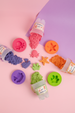 ChildGen: Piasek kinetyczny z foremką, 100% naturalny, 500g, kolor FIOLETOWY - obrazek 4