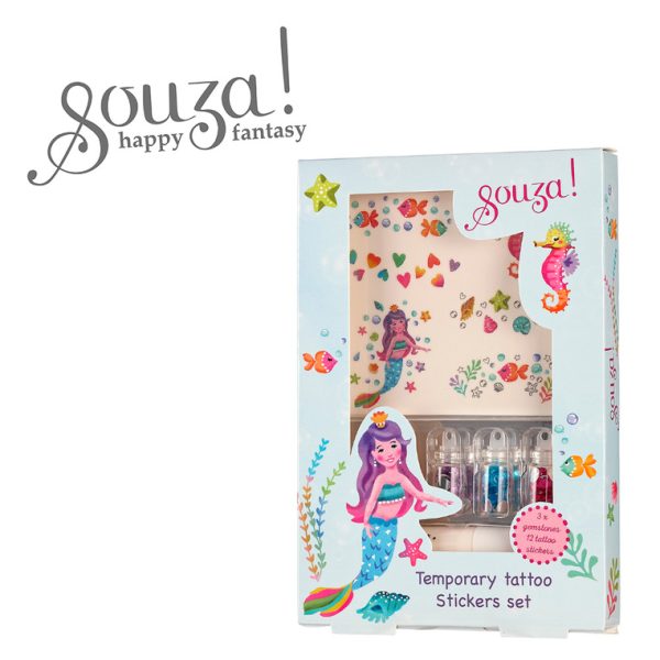 Souza! tatuaże brokatowe z kryształkami Syrenka 5 el.