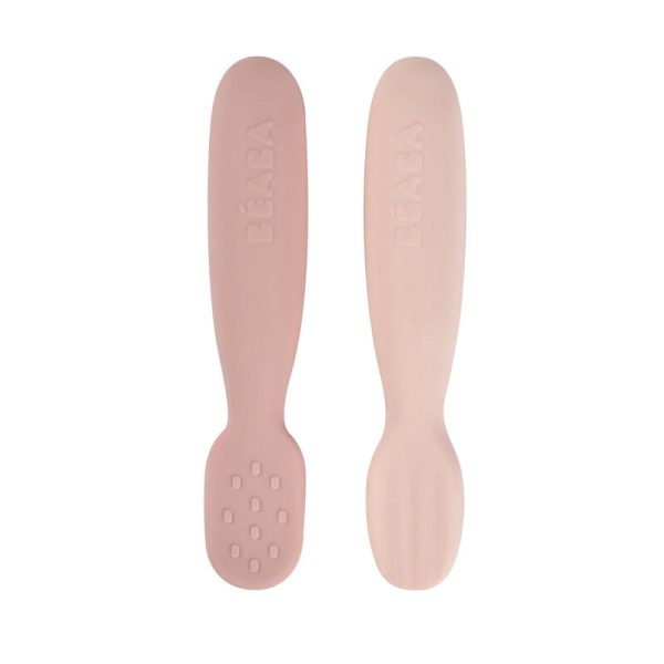 Beaba: zestaw 2 silikonowych pierwszych łyżeczek-gryzaków cotton candy/sorbet