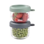 BEABA: zestaw pojemników słoiczków szklanych z zamknięciem 2 x 150 ml Mineral/Sage Green - obrazek 2