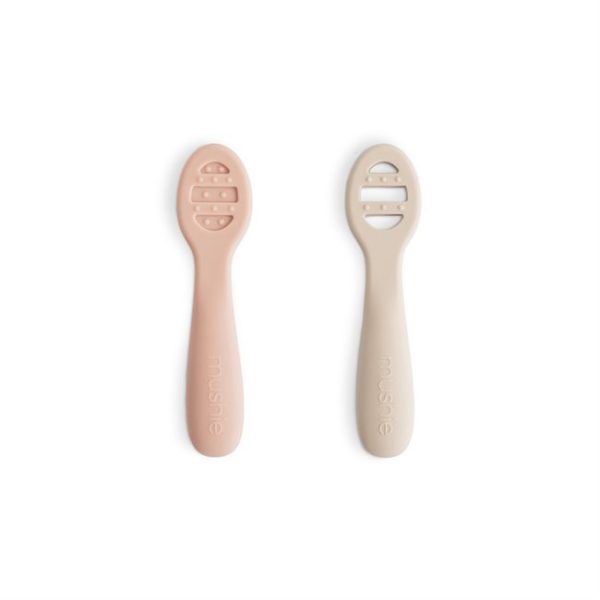 Mushie: Pierwsze Łyżeczki dla Niemowląt 2-pack - Blush/Shifting Sand