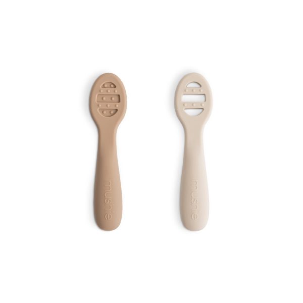 Mushie: Pierwsze Łyżeczki dla Niemowląt 2-pack - Natural/Shifiting Sand