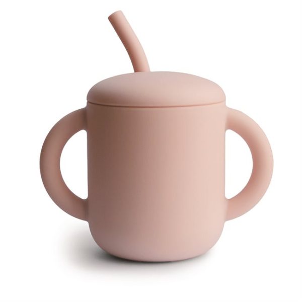 Mushie: Silikonowy Kubek ze Słomką - Blush
