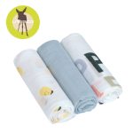 Lassig: Bambusowy otulacz kocyk 80x80cm Happy Fruits Lemon zestaw 3 szt.