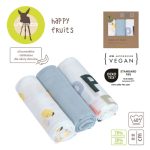 Lassig: Bambusowy otulacz kocyk 80x80cm Happy Fruits Lemon zestaw 3 szt. - obrazek 5