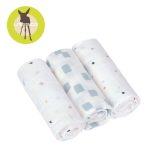 Lassig: Muślinowy otulacz z bawełny organicznej 60x60cm Happy Fruits blue 3 szt.