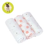 Lassig: Muślinowy otulacz z bawełny organicznej 60x60cm Happy Fruits peach 3 szt.