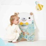 Janod: duża drewniana tablica manipulacyjna 20 aktywności Miś Pure 18m+ - obrazek 2