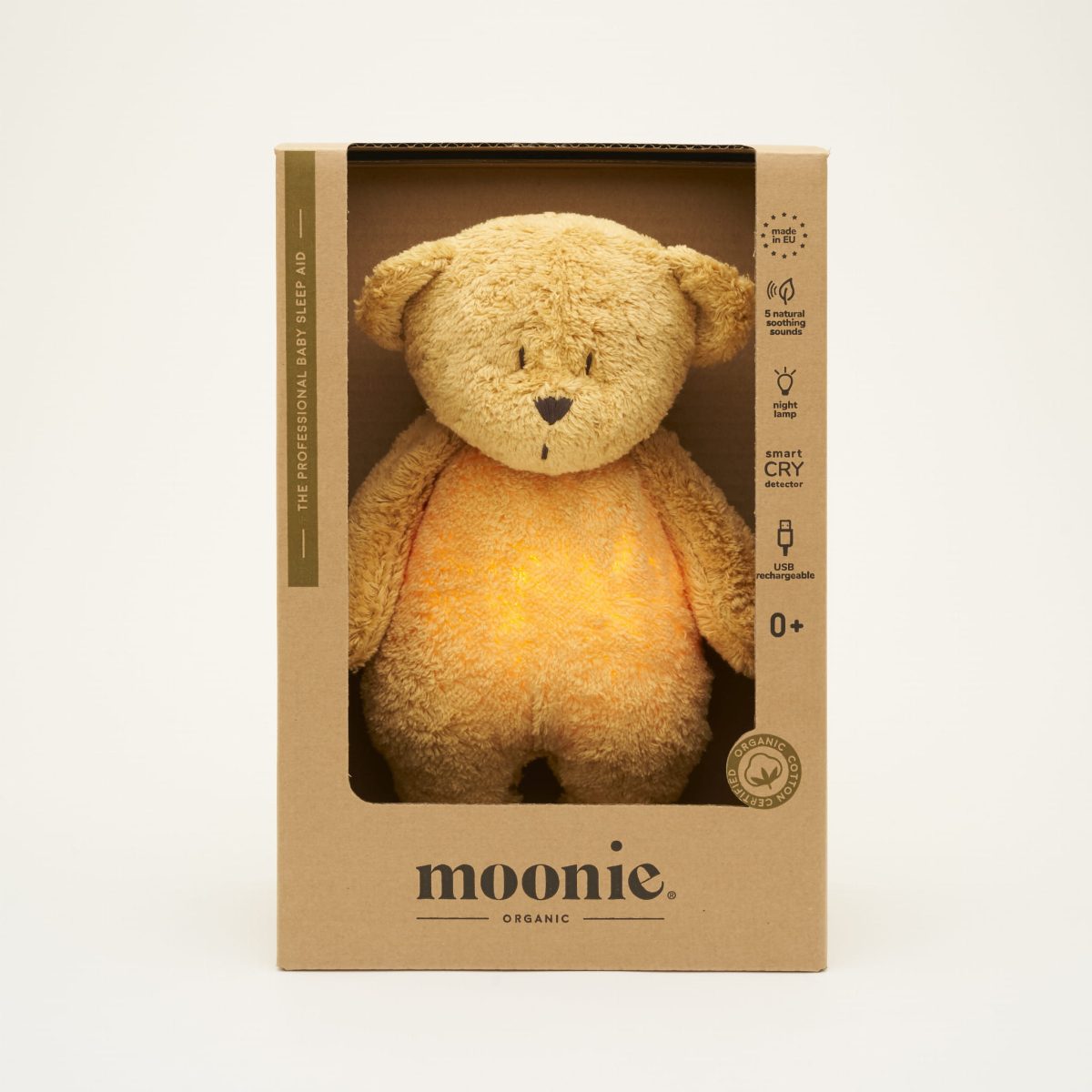 MOONIE 2.0 szumiący miś Organic z lampką HONEY - obrazek 2