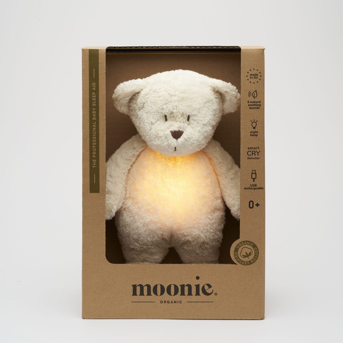 MOONIE 2.0 szumiący miś Organic z lampką POLAR - obrazek 2