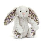 Jellycat: Króliczek Srebrny z Kwiecistymi Uszami Bloom 18 cm