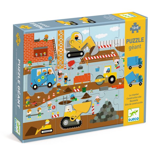 Djeco: Puzzle kartonowe gigant PLAC BUDOWY 12 el.