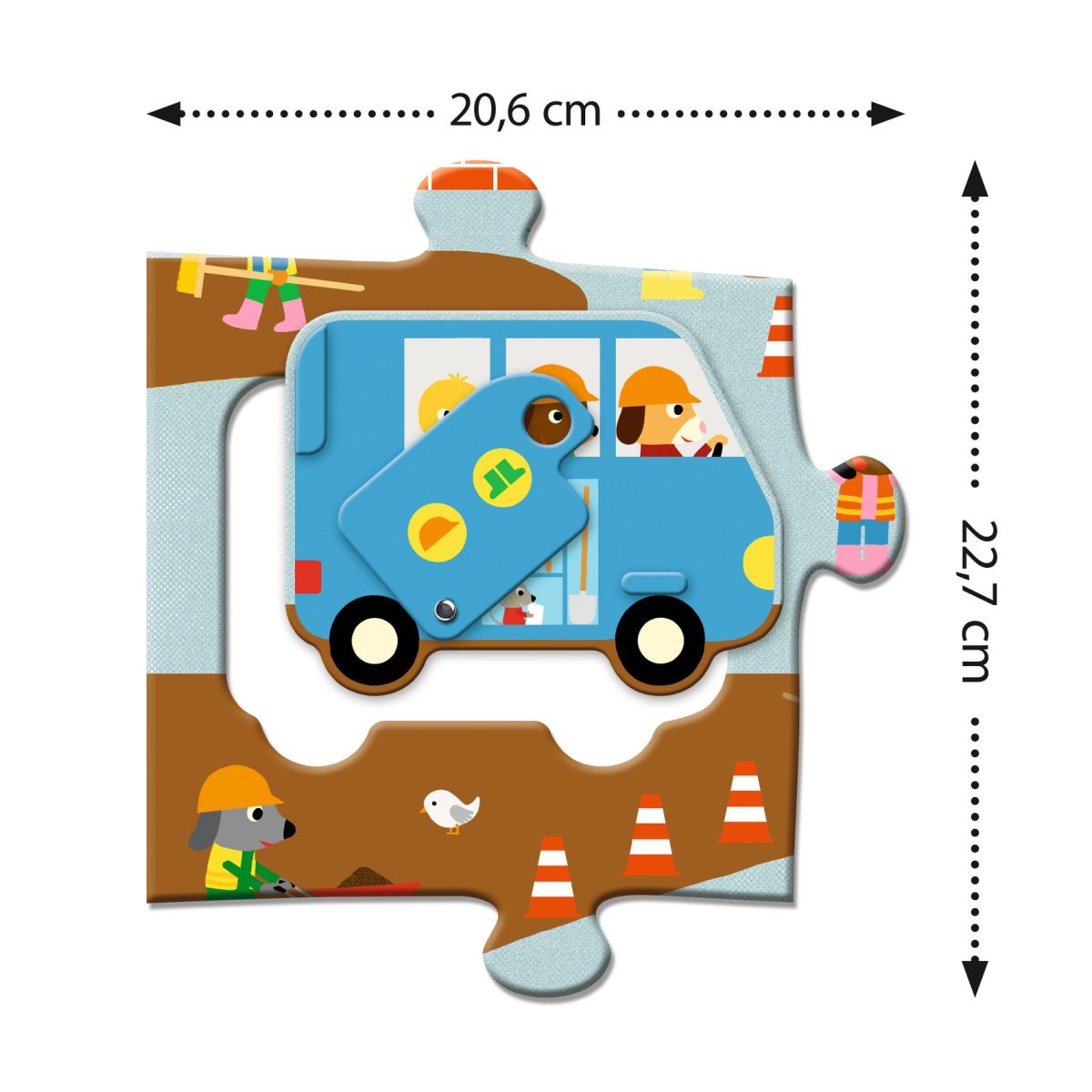 DJ07167-C3-RVB Djeco: Puzzle kartonowe gigant PLAC BUDOWY 12 el. - obrazek 3