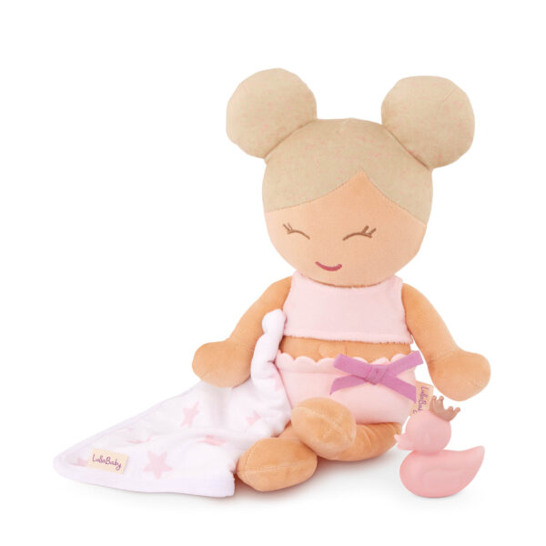 LullaBaby: lalka przytulanka DO KĄPIELI – blondynka z ręczniczkiem