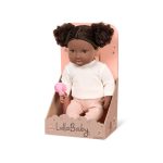 LullaBaby: Lalka NIEMOWLĘ CIEMNOSKÓRA BRUNETKA z WŁOSAMI, ze smoczkiem - obrazek 2