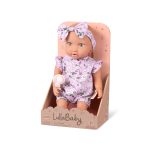 LullaBaby: Lalka NIEMOWLĘ ze smoczkiem, w ubranku w kwiatuszki i opasce - obrazek 3