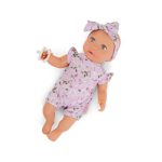LullaBaby: Lalka NIEMOWLĘ ze smoczkiem, w ubranku w kwiatuszki i opasce - obrazek 9