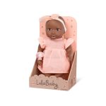 LullaBaby: Lalka NIEMOWLĘ ze smoczkiem, w sukience i opasce - obrazek 4
