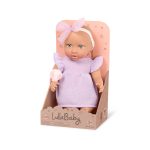LullaBaby: Lalka NIEMOWLĘ ze smoczkiem, w sukience i opasce - obrazek 4