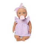 LullaBaby: Lalka NIEMOWLĘ ze smoczkiem, w sukience i opasce - obrazek 7